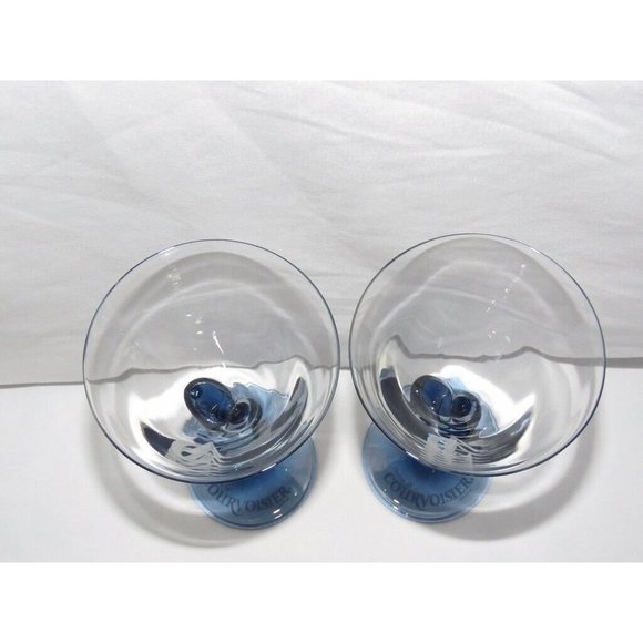 Luigi Bormioli Courvoisier Cognac Cocktail Martini Glasses Blue Stem Set of 2 - Picture 3 of 6